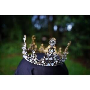 Baroque circle Crown Bridal Birthday Wedding Gift Diadem Vintage Pearl smal